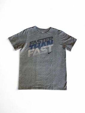 Nike Boys "Faster Than Fast" Graphic Tee - Gray - Size Large